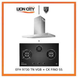 EF 90cm Chimney Hood CK-Fino SS   EF EFH 9730 TN VGB 3 Burners Built-In Glass Hob