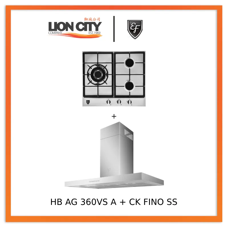 EF 90cm Chimney Hood CK-Fino SS   EF HB AG 360VS A 58cm Built-in Hob