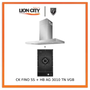 EF 90cm Chimney Hood CK-Fino SS   HB AG 3010 TN VGB 30cm Hob Single Burner HBAG3010TNVGB
