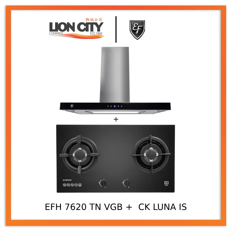 EF CK LUNA IS 90cm Island Hood   EF EFH 7620 TN VGB Glass Hob EFH7620TNVGB