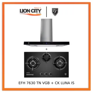EF CK LUNA IS 90cm Island Hood   EF EFH 7630 TN VGB Glass Hob EFH7630TNVGB