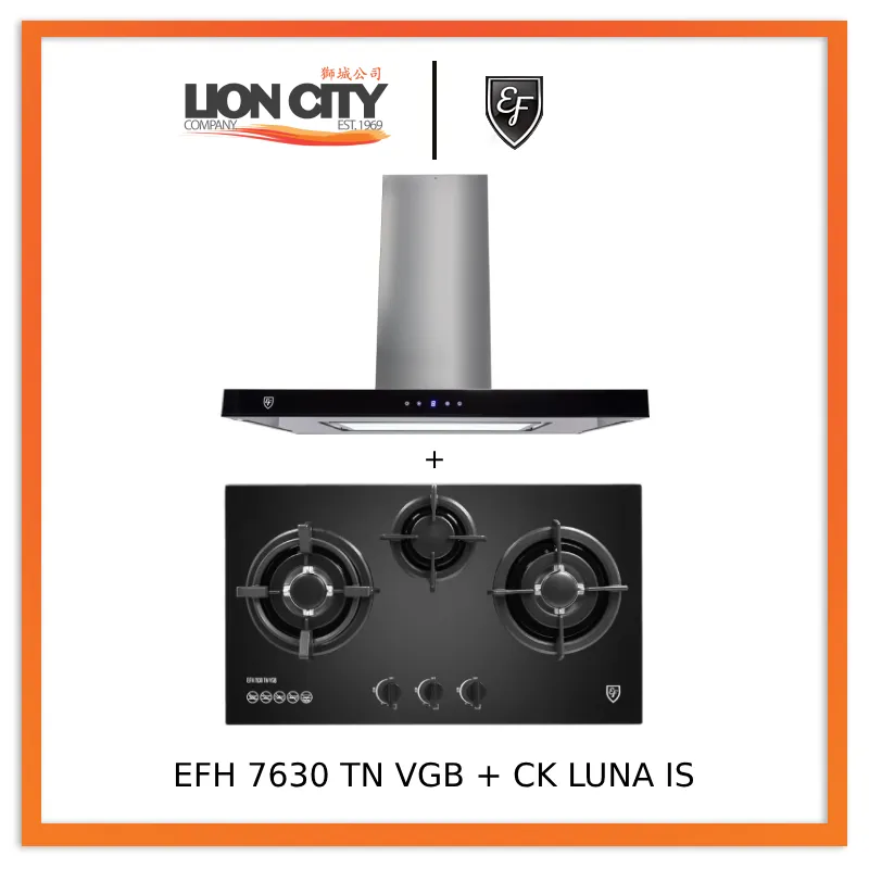 EF CK LUNA IS 90cm Island Hood   EF EFH 7630 TN VGB Glass Hob EFH7630TNVGB