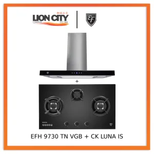 EF CK LUNA IS 90cm Island Hood   EF EFH 9730 TN VGB 3 Burners Built-In Glass Hob