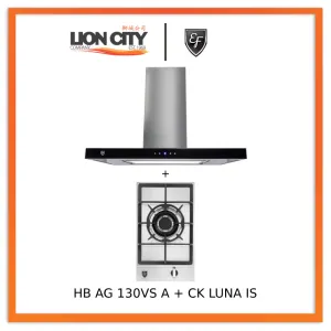 EF CK LUNA IS 90cm Island Hood   EF HB AG 130VS A 30cm Built in Stainless Steel Gas Hob