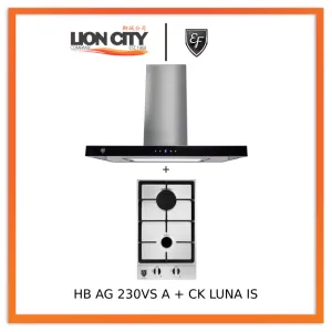 EF CK LUNA IS 90cm Island Hood   EF HB AG 230VS A 30cm Built in Stainless Steel Gas Hob