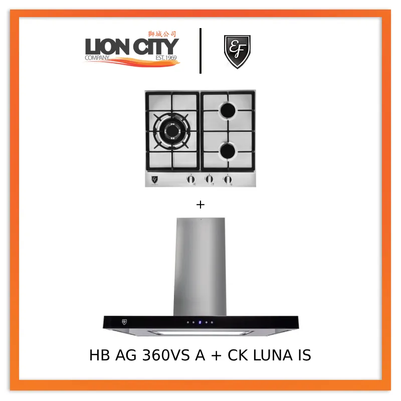 EF CK LUNA IS 90cm Island Hood   EF HB AG 360VS A 58cm Built-in Hob