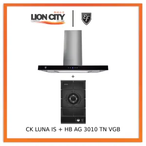 EF CK LUNA IS 90cm Island Hood   HB AG 3010 TN VGB 30cm Hob Single Burner