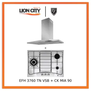 EF CK-Mia 90 90 cm Stainless Steel Chimney hood   EF EFH3760 68cm 3-Burner Gas Hob
