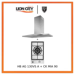 EF CK-Mia 90 90 cm Stainless Steel Chimney hood   EF HB AG 130VS A 30cm Built in Stainless Steel Gas Hob