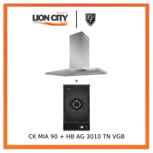 EF CK-Mia 90 90 cm Stainless Steel Chimney hood   HB AG 3010 TN VGB 30cm Hob Single Burner