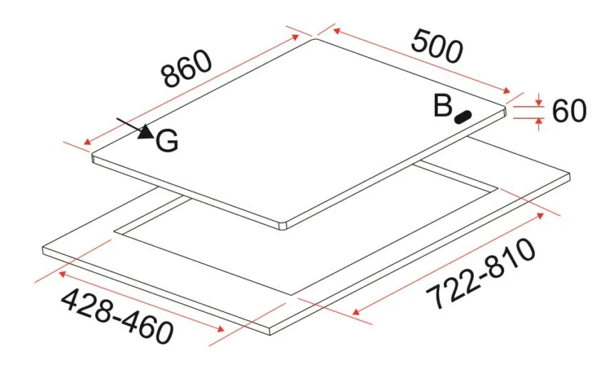 EF CK Premio 90 Chimney Hood   EF EFH 9730 TN VGB 3 Burners Built-In Glass Hob