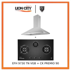 EF CK Premio 90 Chimney Hood   EF EFH 9730 TN VGB 3 Burners Built-In Glass Hob