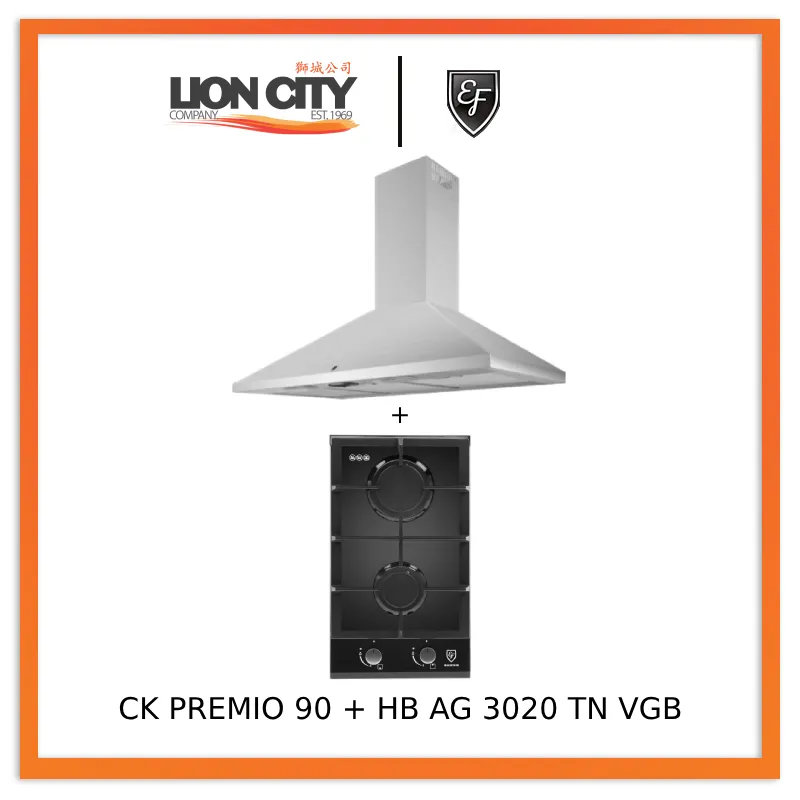 EF CK Premio 90 Chimney Hood   EF HB AG 3020 TN VGB Built-in Hob HBAG3020TNVGB