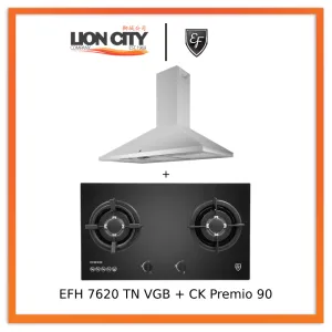 EF CK Premio 90 Chimney Hood   EFH 7620 TN VGB Glass Hob EFH7620TNVGB