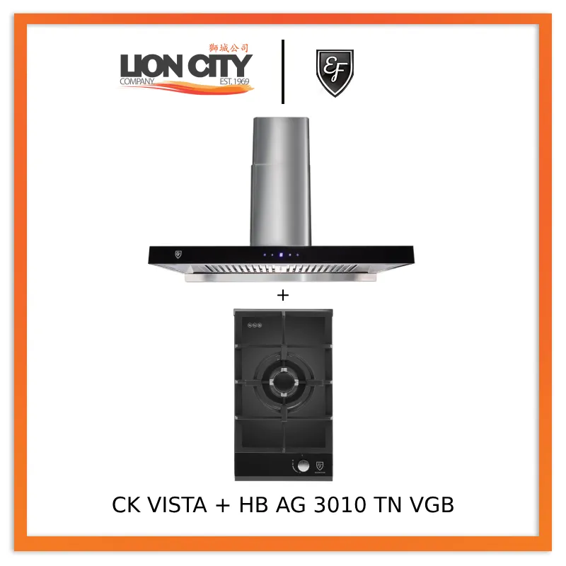 EF CK VISTA 90CM Chimney Hood   HB AG 3010 TN VGB 30cm Hob Single Burner