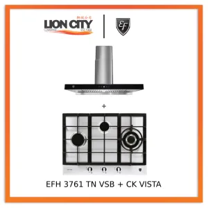 EF EFH 3761 TN VSB 68cm Built in Stainless Steel Gas Hob   CK VISTA Cooker Hood 90CM