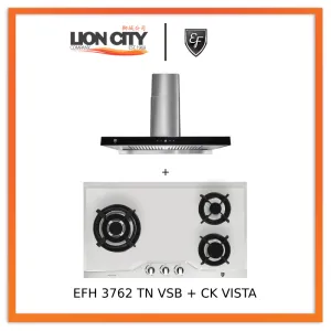 EF EFH 3762 TN VSB 78cm Built in Stainless Steel Gas Hob   CK VISTA Cooker Hood 90CM