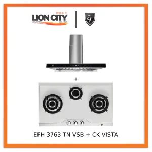 EF EFH 3763 TN VSB 78cm Built in Stainless Steel Gas Hob   CK VISTA Cooker Hood 90CM