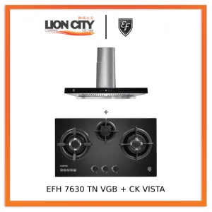 EF EFH 9730 TN VGB 3 Burners Built-In Glass Hob   CK VISTA Cooker Hood 90CM
