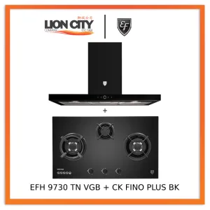 EF EFH 9730 TN VGB 3 Burners Built-In Glass Hob   EF 90cm Chimney Hood CK FINO PLUS BK