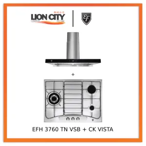 EF EFH3760 68cm 3-Burner Gas Hob   CK VISTA Cooker Hood 90CM