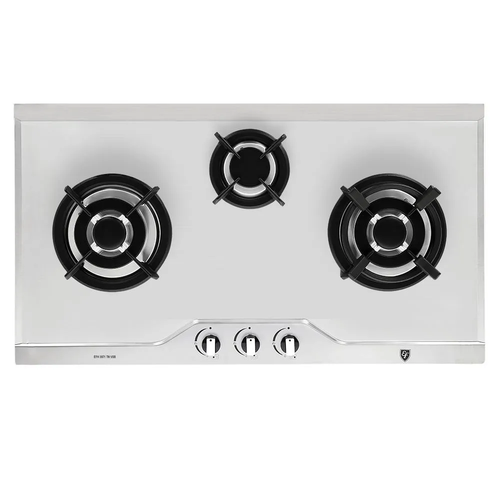 EF EFH3971 86cm 3-Burner GAS HOB (EFH 3971 TN VSB) EFH3971TNVSB SS/PUB