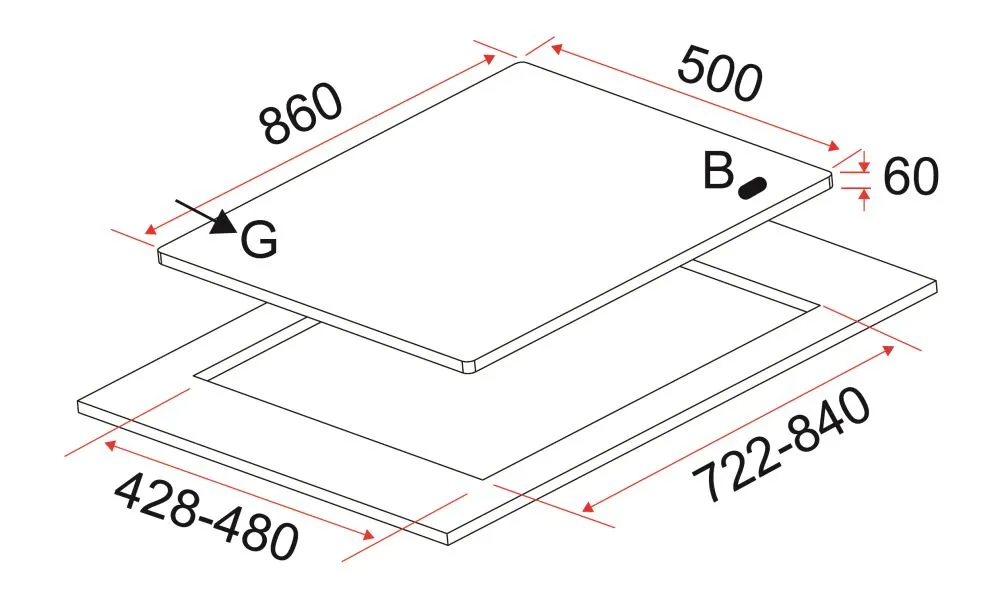 EF EFH3971 86cm 3-Burner GAS HOB (EFH 3971 TN VSB) EFH3971TNVSB SS/PUB