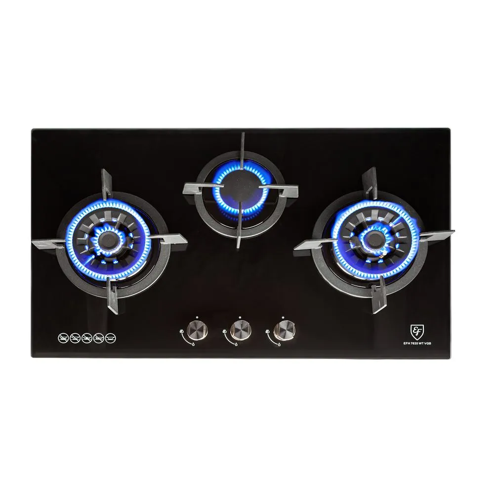EF EFH7635WTVGB 78cm Gas Hob 3 Brass Burners EFH 7635 WT VGB
