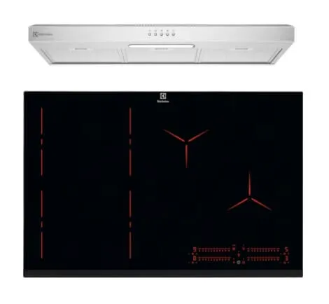 Electrolux ECF9214X 90cm UltimateTaste 300 fixed cooker hood Electrolux EIP8546 80cm built-in flexi bridge induction hob