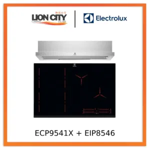 Electrolux ECP9541X 90cm UltimateTaste 300 pull-out extractor hood Electrolux EIP8546 80cm built-in flexi bridge induction hob