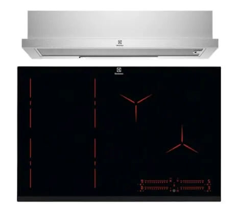 Electrolux ECP9541X 90cm UltimateTaste 300 pull-out extractor hood Electrolux EIP8546 80cm built-in flexi bridge induction hob