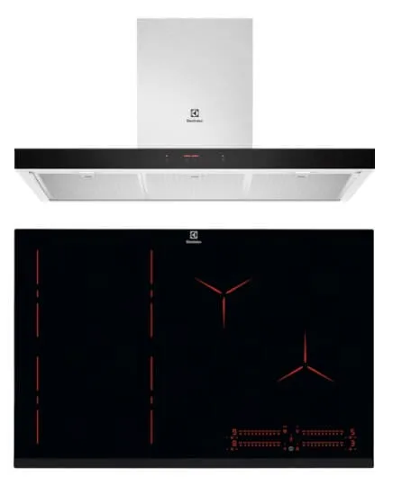 Electrolux ECT9740S 90cm UltimateTaste 500 chimney cooker hood  Electrolux EIP8546 80cm built-in flexi bridge induction hob