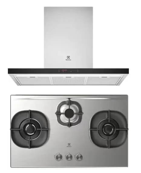 Electrolux ECT9750S 90cm UltimateTaste 500 chimney cooker hood EHG8351SCP (PUB) 82cm UltimateTaste 500 built-in gas hob with 3 cooking zones