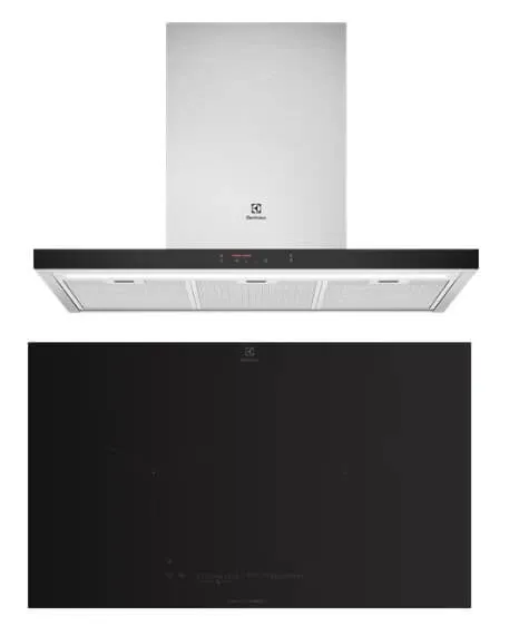 Electrolux ECT9750S 90cm UltimateTaste 500 chimney cooker hood Electrolux EHI8255BE 80cm UltimateTaste 700 built-in induction hob with 2 cooking zones