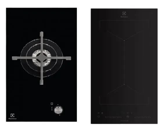 Electrolux EGC3310NVK 30cm 1-Burner Domino Gas Hob EHI3251BE 30cm UltimateTaste 500 2-Burner Built-in Induction Hob