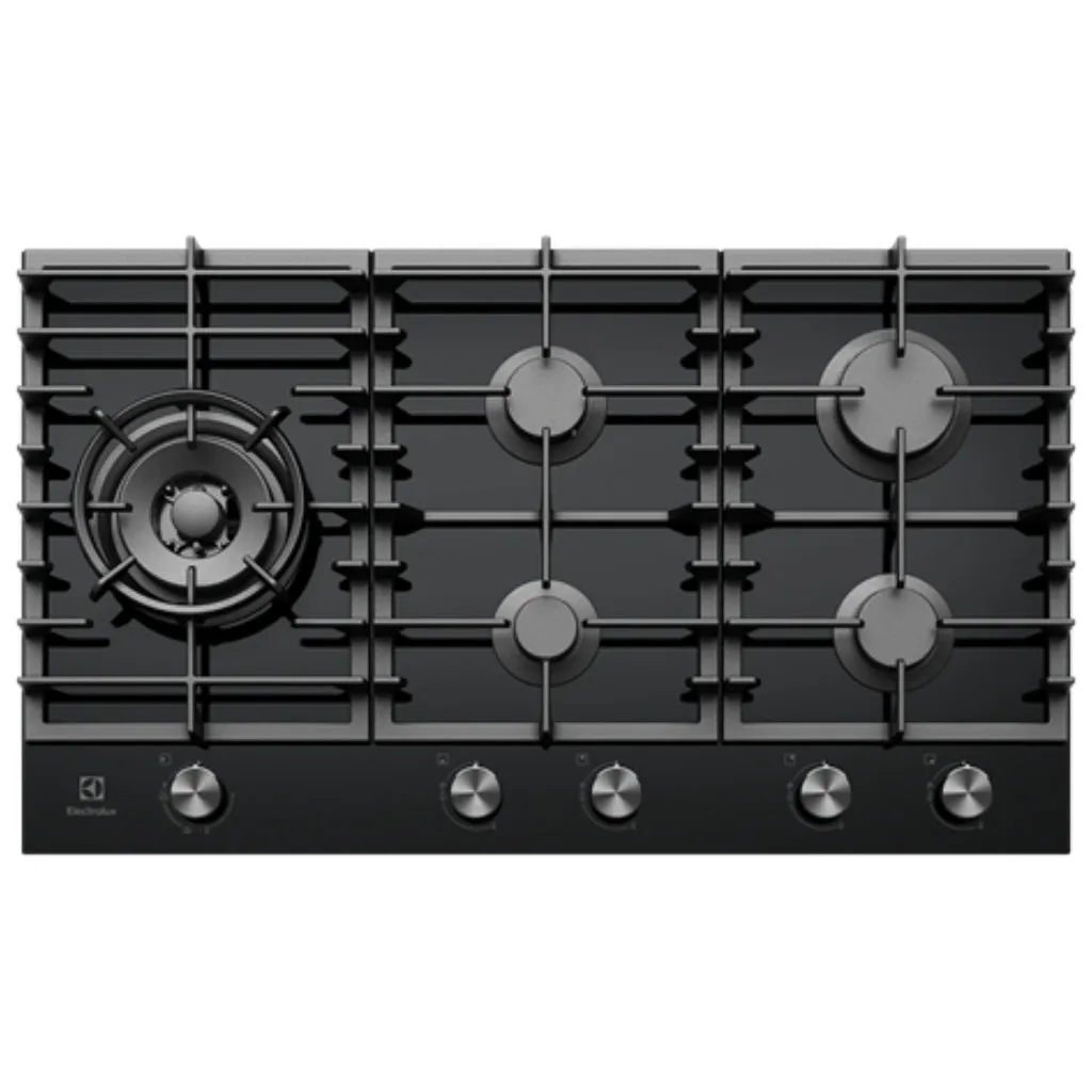 Electrolux EHG955BD 90cm Black Glass Gas Cooktop