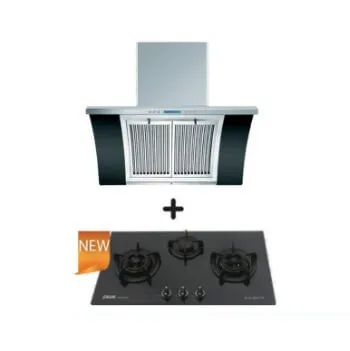 Ellane EH-2688 90cm Stainless Steel Chimney Hood With Arch Glass   Ellane WG-830SV 87cm 3 Burner Glass Gas Hob