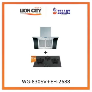 Ellane EH-2688 90cm Stainless Steel Chimney Hood With Arch Glass   Ellane WG-830SV 87cm 3 Burner Glass Gas Hob