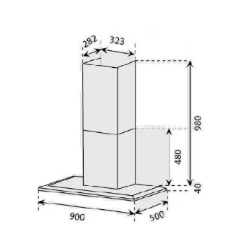 Ellane EH-2690 90cm Black Designer Chimney Hood