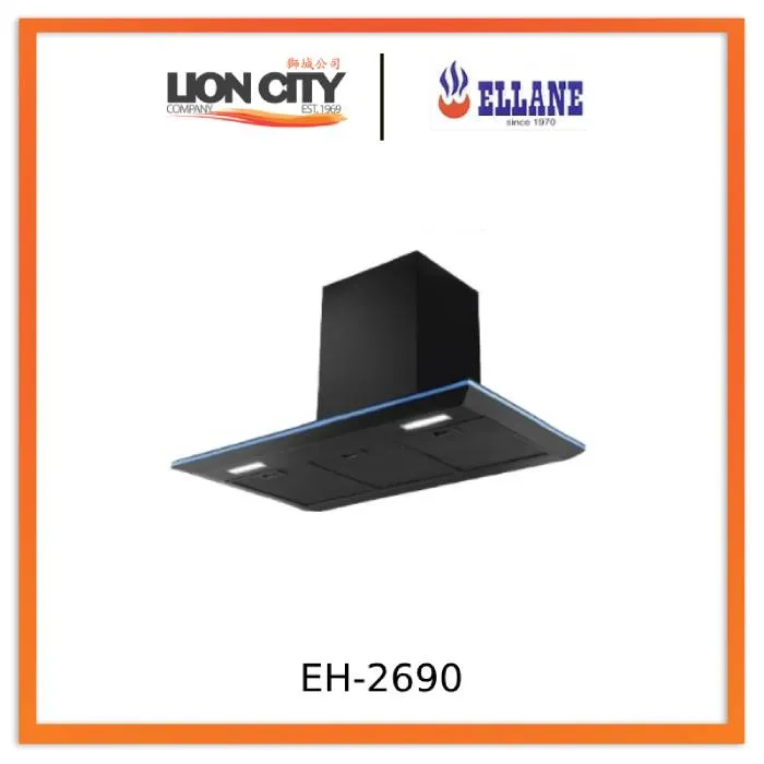 Ellane EH-2690 90cm Black Designer Chimney Hood
