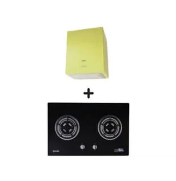 Ellane EH-2800 Apple Green 45cm Stainless Steel Box Hood   Ellane WG-2SV 80cm 2 Burner Glass Gas Hob