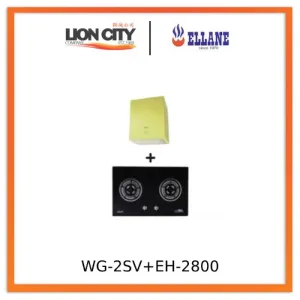 Ellane EH-2800 Apple Green 45cm Stainless Steel Box Hood   Ellane WG-2SV 80cm 2 Burner Glass Gas Hob