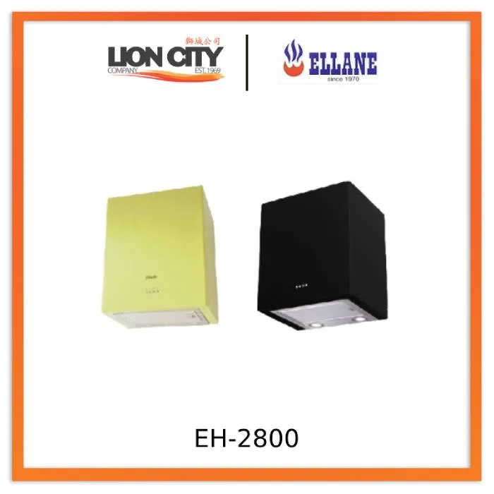 Ellane EH-2800 Black/Apple Green 45cm Stainless Steel Box Hood