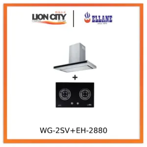 Ellane EH-2880 90cm Touch Control Stainless Steel Chimney Hood   Ellane WG-2SV 80cm 2 Burner Glass Gas Hob