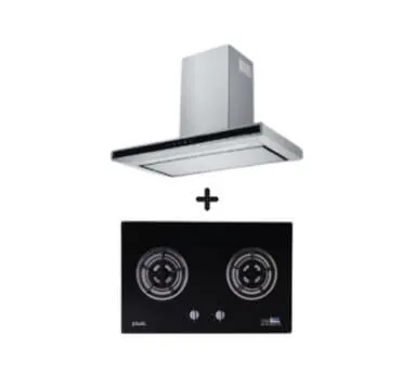 Ellane EH-2880 90cm Touch Control Stainless Steel Chimney Hood   Ellane WG-2SV 80cm 2 Burner Glass Gas Hob