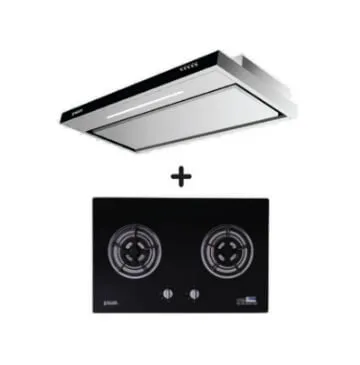 Ellane EH-2990 90cm Stainless Steel Slimline Hood   Ellane WG-2SV 80cm 2 Burner Glass Gas Hob