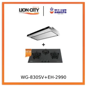 Ellane EH-2990 90cm Stainless Steel Slimline Hood   Ellane WG-830SV 87cm 3 Burner Glass Gas Hob With Safety