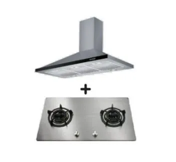 Ellane EH-6180 90cm Stainless Steel Chimney Hood   Ellane OS-802SV 86cm 2 Burner Stainless Steel Gas Hob
