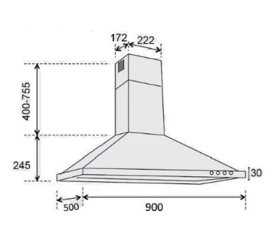 Ellane EH-6180 90cm Stainless Steel Chimney Hood
