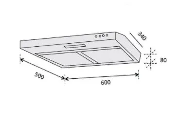 Ellane EH-9160 60cm Slimline Hood With Black Panel